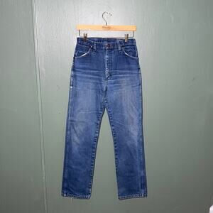 Vintage Wrangler Jeans 9 x 32 Classic Blue Denim Leather Patch USA